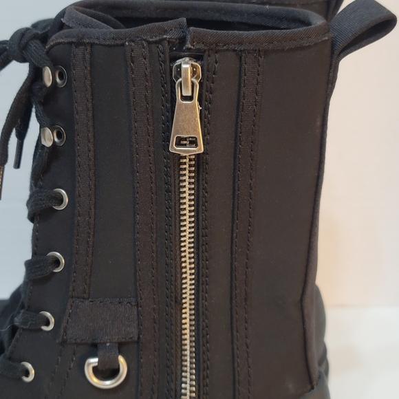 Zara Black Canvas Women's Combat Boots Chunky Heel Lace-up Zip-up Sz40 (US Sz9) - Picture 8 of 16